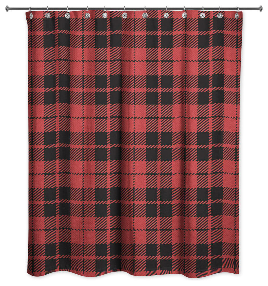 Red and Black Plaid 71x74 Shower Curtain