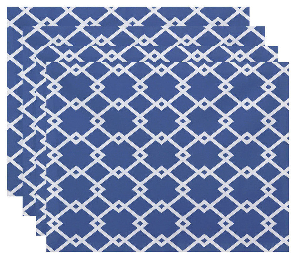 Link Lock Geometric Print Placement, Cornflower, Set of 4