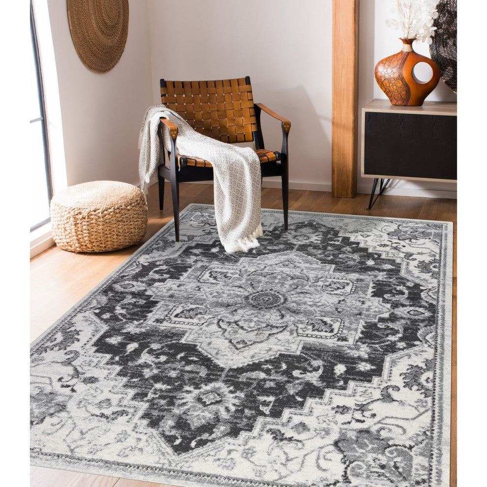 Alexandria Yana Power-Loomed Polypropylene Area Rug, Dark Gray, 8'9"x11'9"