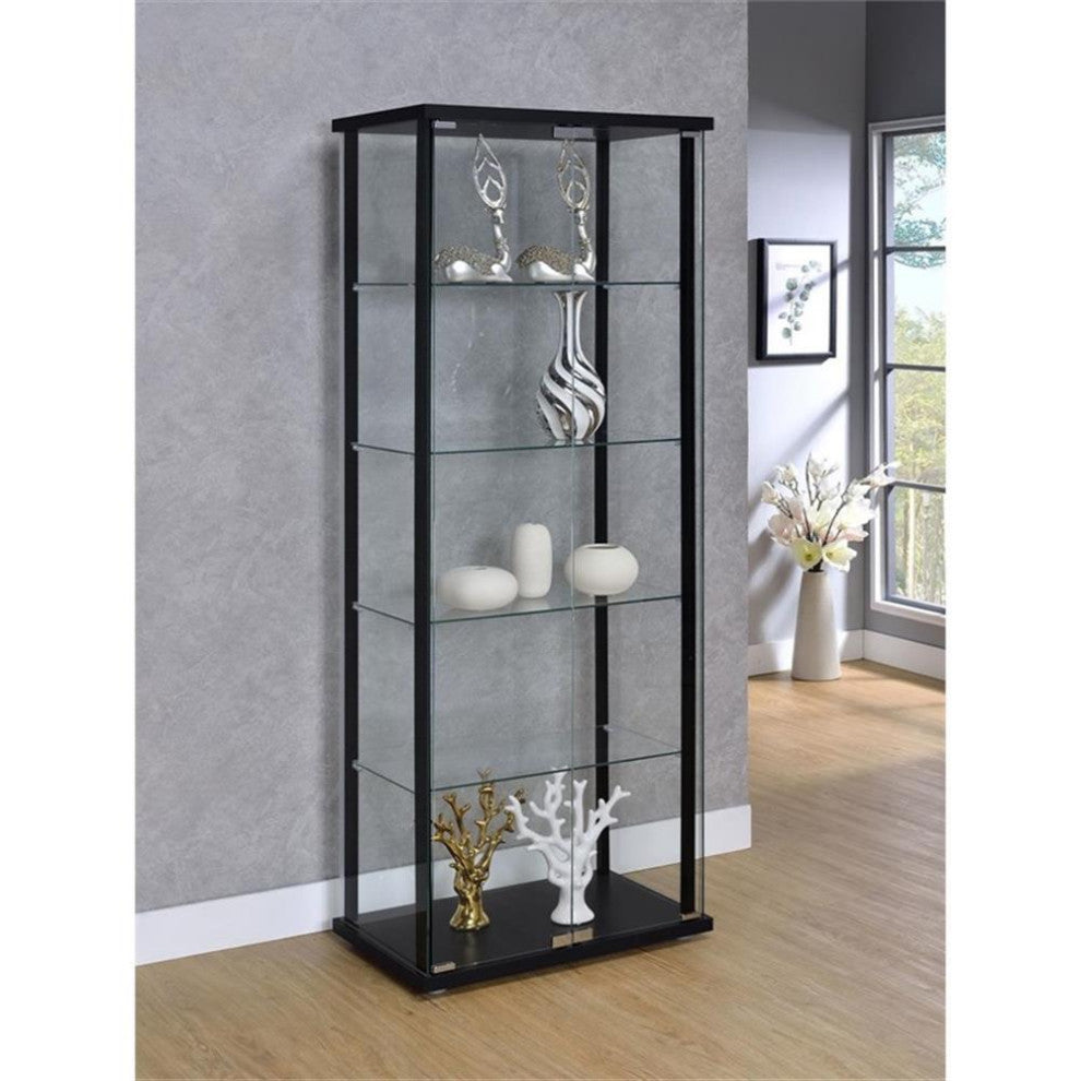 Coaster Delphinium 5-shelf Glass Curio Cabinet Black and Clear