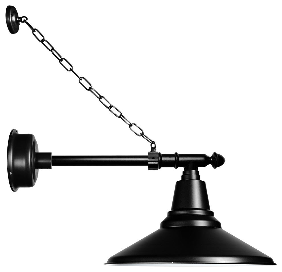 16" Calla LED Barn Sconce With Victorian Arm and Chain, Matte Black