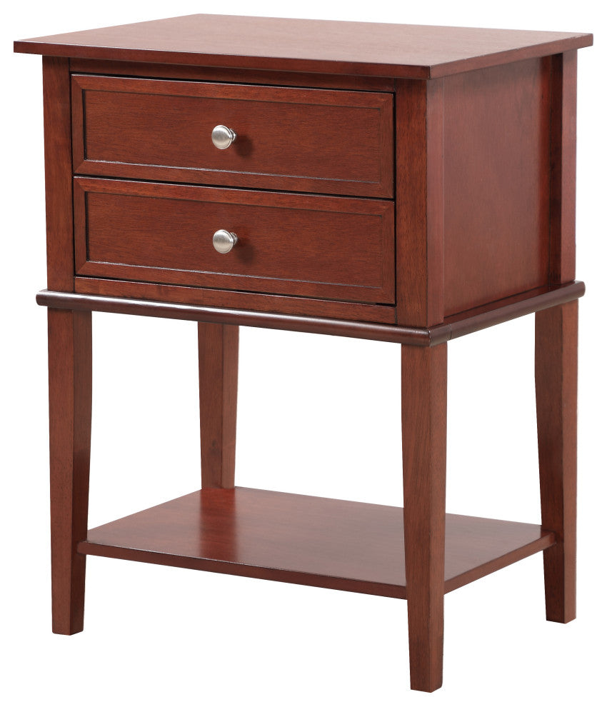 Glory Furniture Newton 2 Drawer Nightstand in Cherry