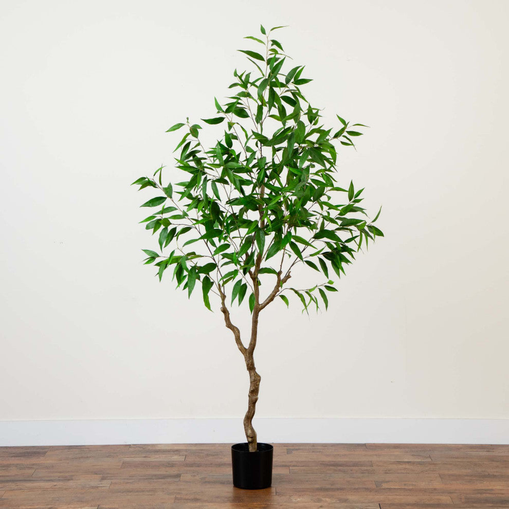 7ft. Artificial Long Leaf Greco Eucalyptus Tree With Real Touch Leaves
