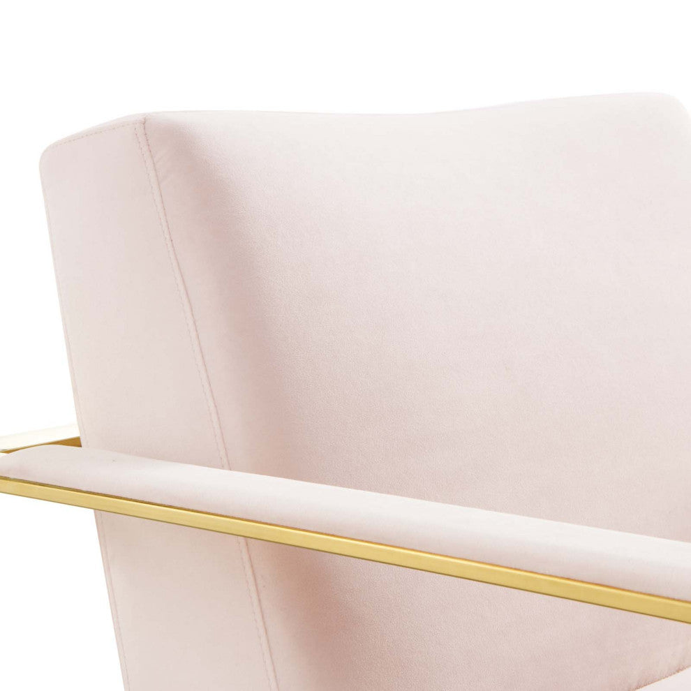 Accent Chair, Velvet, Metal, Gold Pink, Modern, Living Lounge Hotel Hospitality