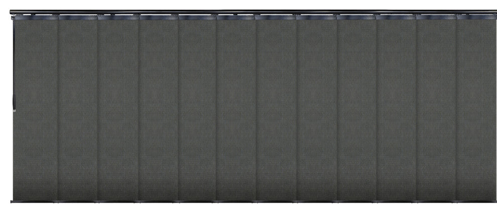 Koala Gray 12-Panel Track Extendable Vertical Blinds 140-260"W