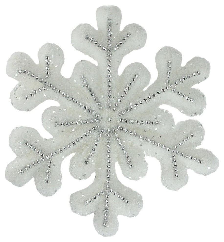 10.5" White and Silver Glitter Snowflake Hanging Christmas Ornament