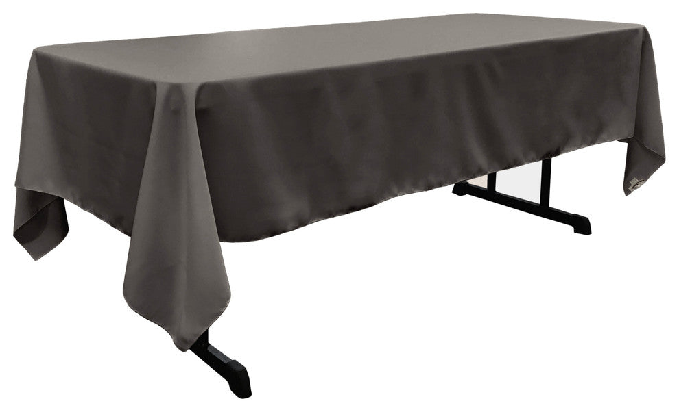 LA Linen Rectangular  Polyester Poplin Tablecloth, Charcoal, 60"x126"