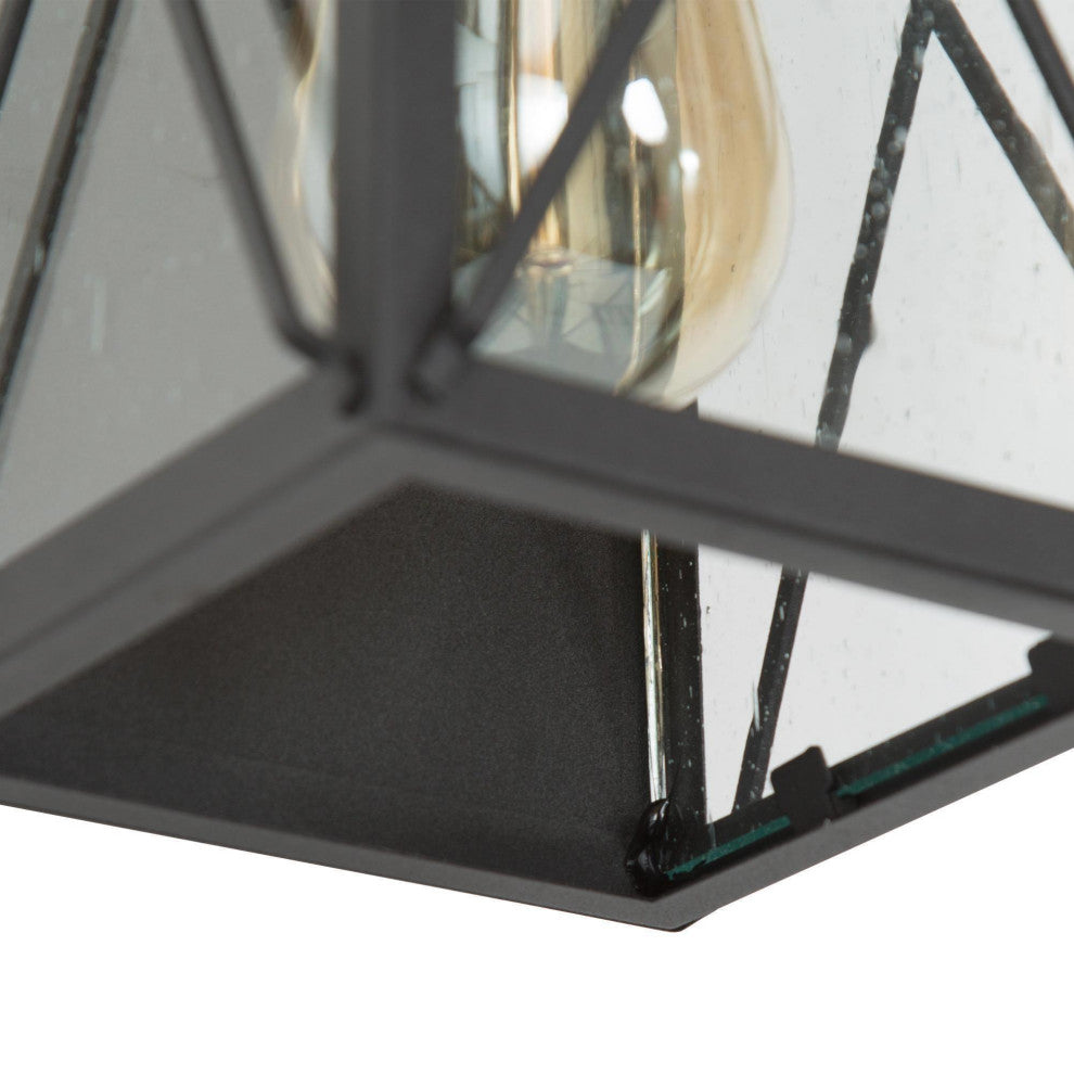 LNC 1-Light Modern Farmhouse Black Outdoor Wall Light With Glass Shade