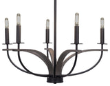 Monterey 5-Light Chandelier, Matte Black & Painted Distressed Wood-look