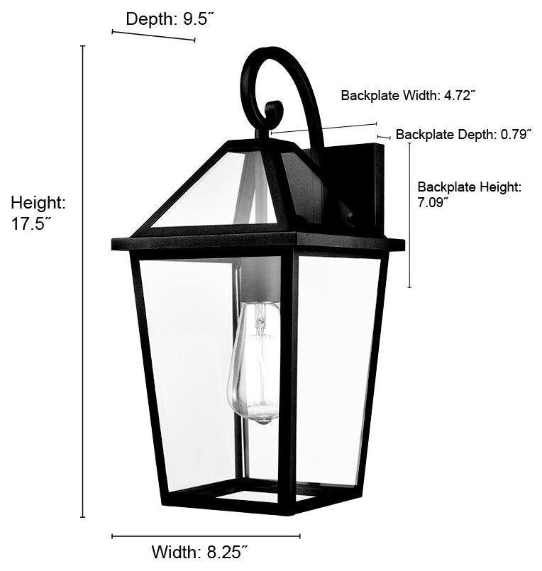 1 Light 8.25 in. Textured Black Outdoor
