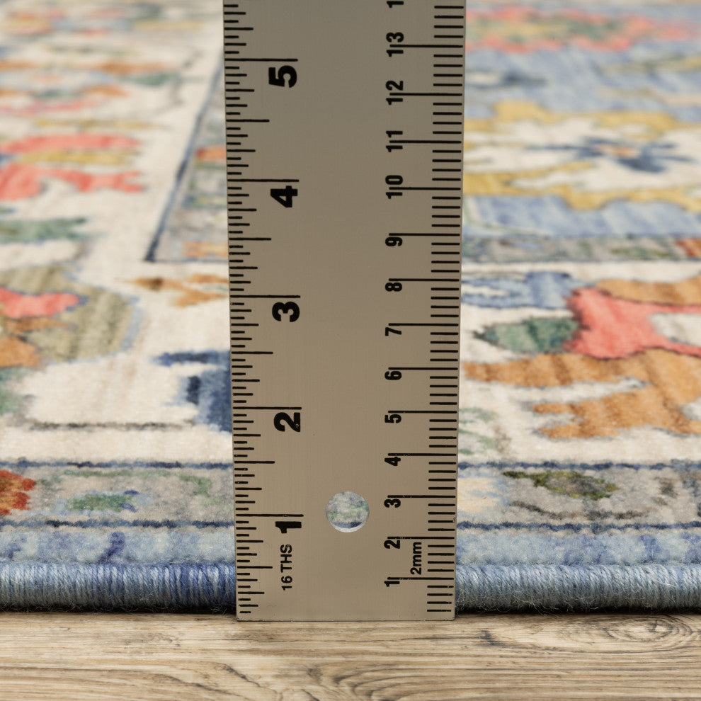 Leoness Vintage Traditional Blue/ Multi Area Rug, 2' x 6'