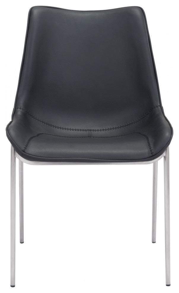 Stich White Faux Leather Side or Dining Chairs Set of 2 Chairs