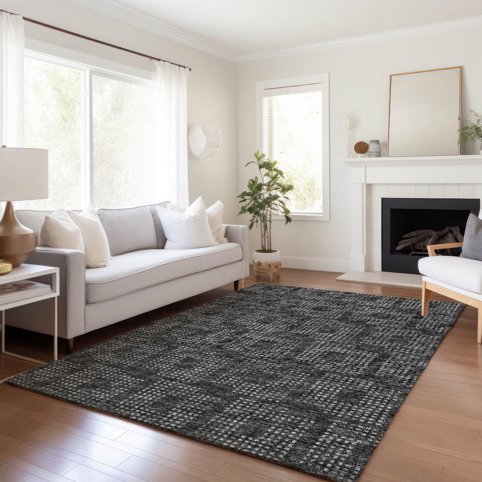 Premium Machine Washable Mayfield AMF33 Black 10' x 14' Rug