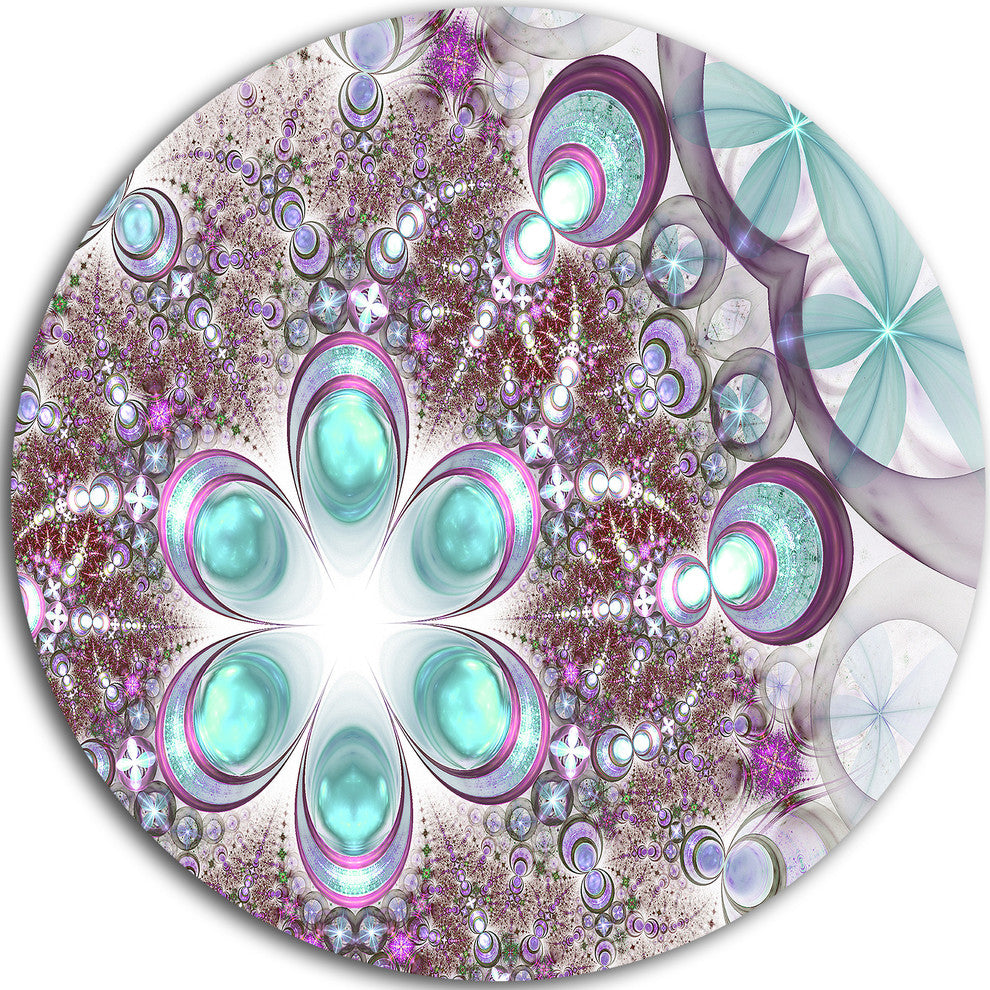 Fractal Flower Of Blue Digital Art, Flower Round Metal Wall Art, 36"