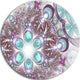 Fractal Flower Of Blue Digital Art, Flower Round Metal Wall Art, 36"