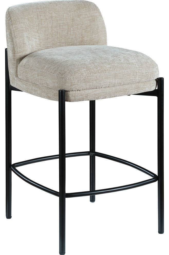 Burton Chenille Fabric Upholstered Stool (Set of 2), Beige