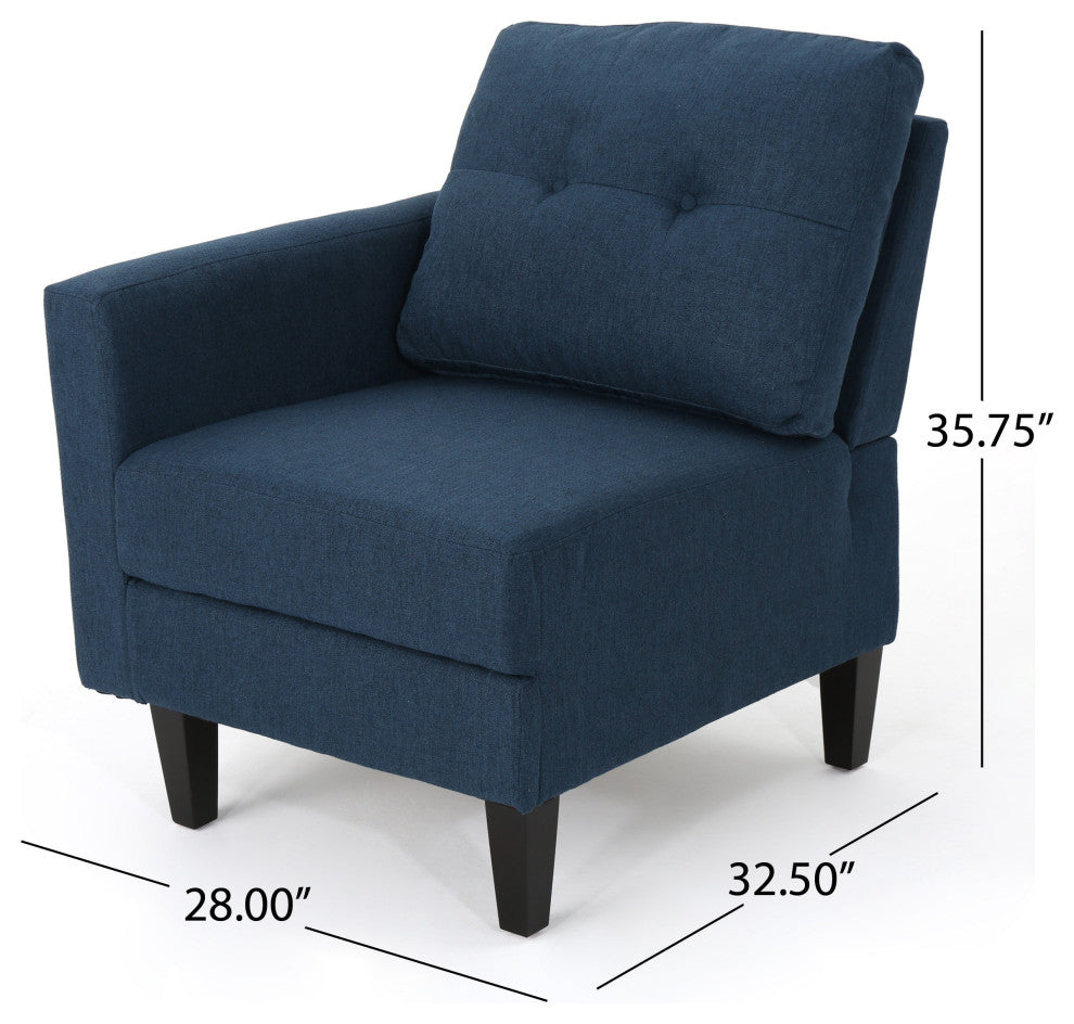 GDF Studio 10-Piece Niya Mid Century Modern Fabric U-Shaped Sectional Sofa, Navy