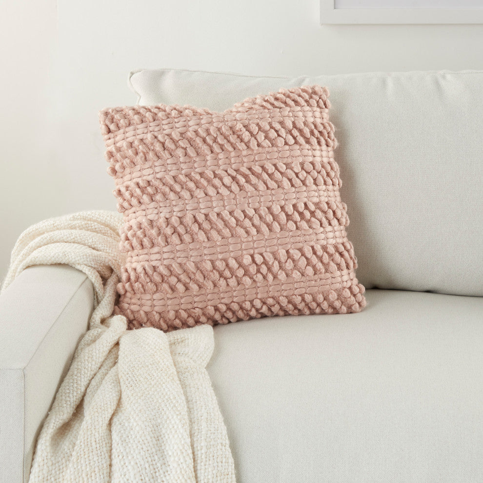 Mina Victory DC827 Throw Pillow, Blush, 17"X17"
