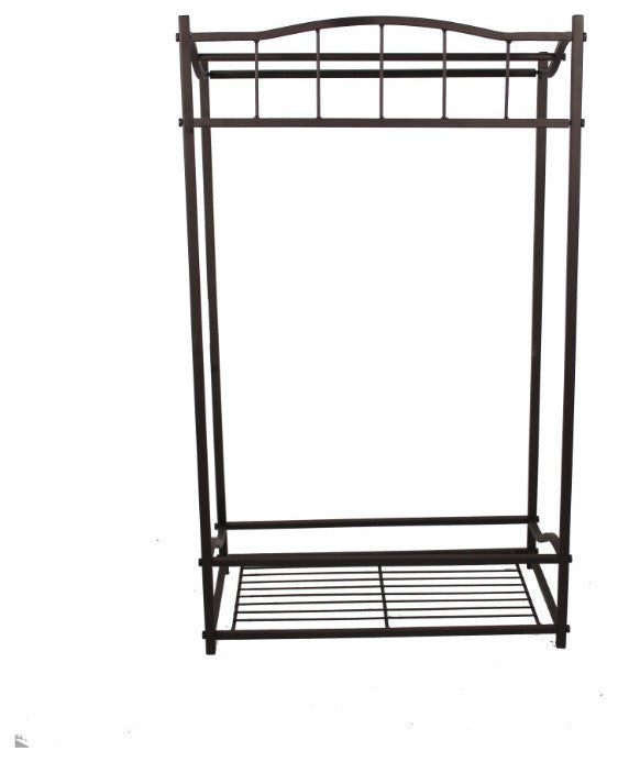 Benzara Metal Bath Towel Butler Stand With Shelf, Bronze