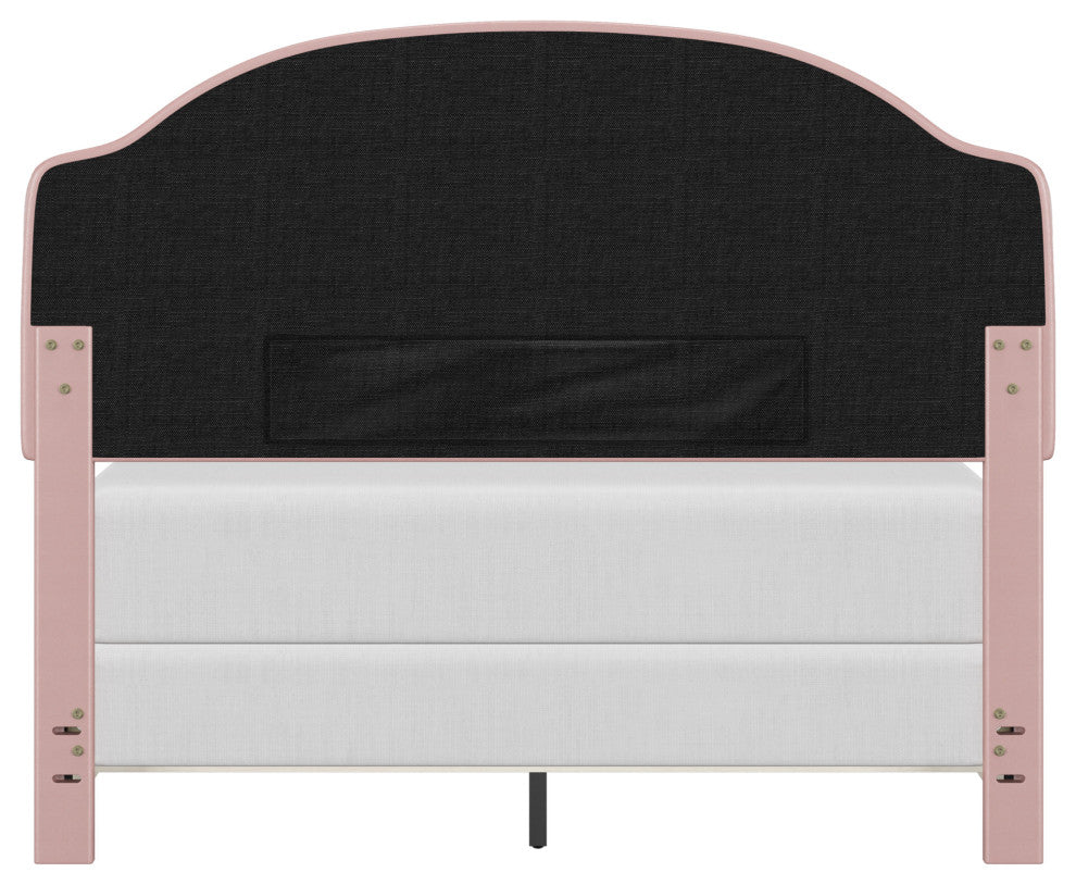 Karley Upholstered Bed, Pink Faux Leather, Full