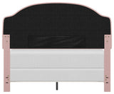 Karley Upholstered Bed, Pink Faux Leather, Full