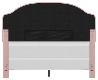 Karley Upholstered Bed, Pink Faux Leather, Full