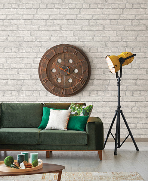 Realistic Brick Pattern Wallpaper, White, Bolt