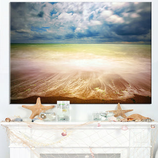 "Exotic Beach On Cloudy Summer Day" Seascape Wall Art, 32"x16"