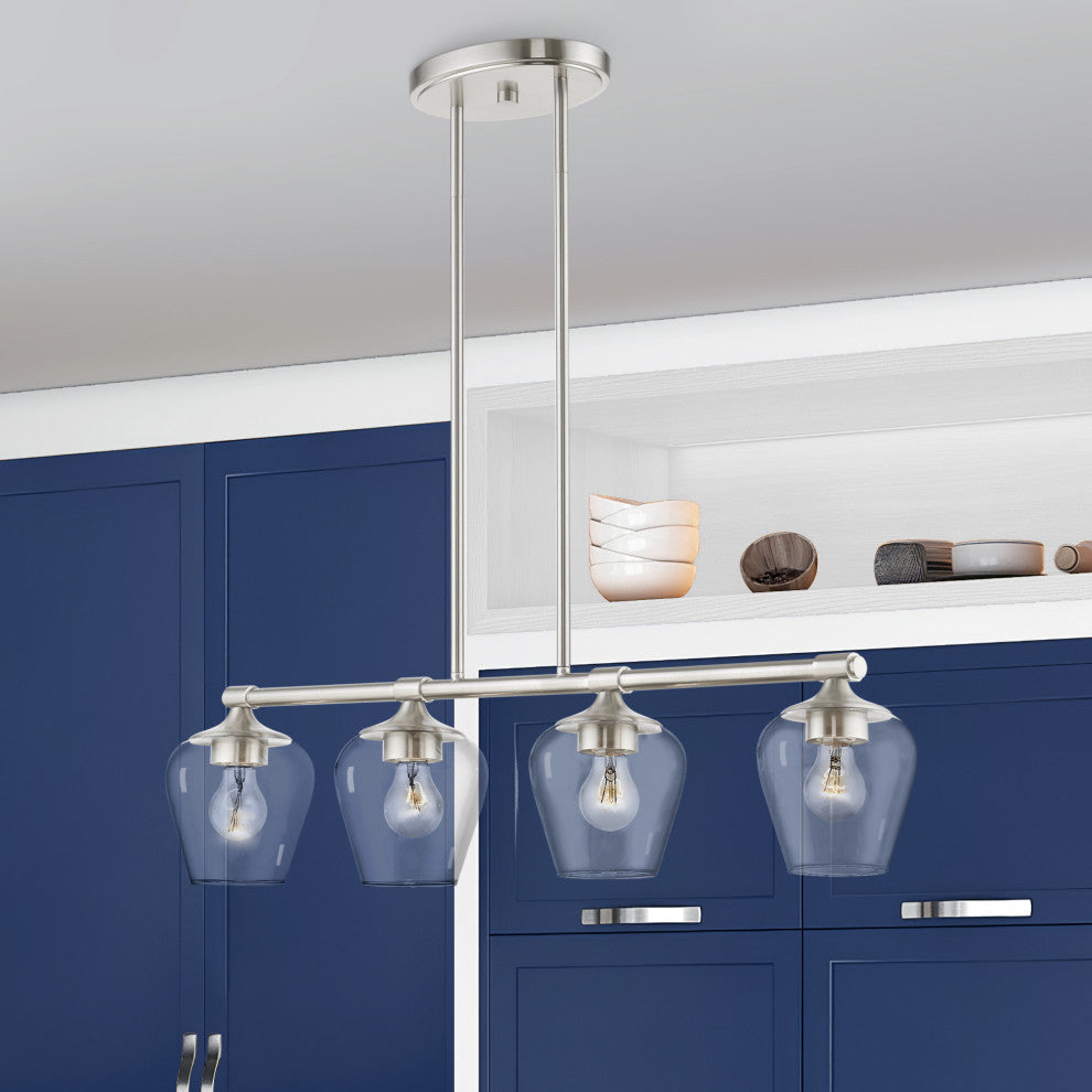 Willow 4 Light Brushed Nickel Linear Chandelier