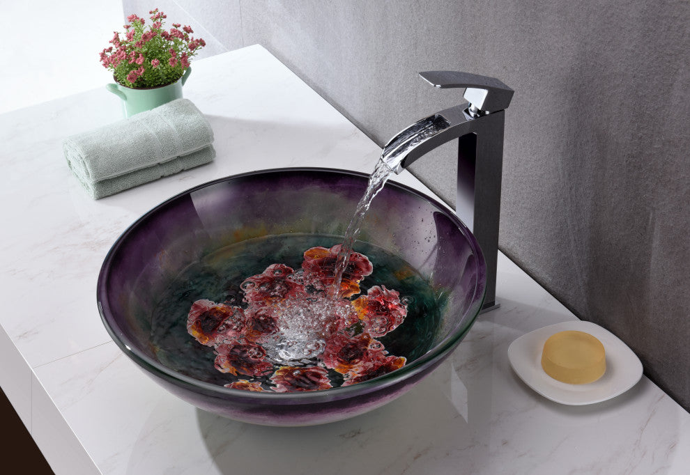 ANZZI Panye Series Tempered Glass Bathroom Vessel Sink