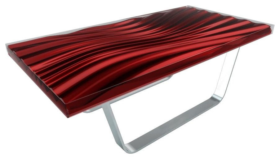 Modern Wave Coffee Table, Dark Grey_Metal Profile_Chrome