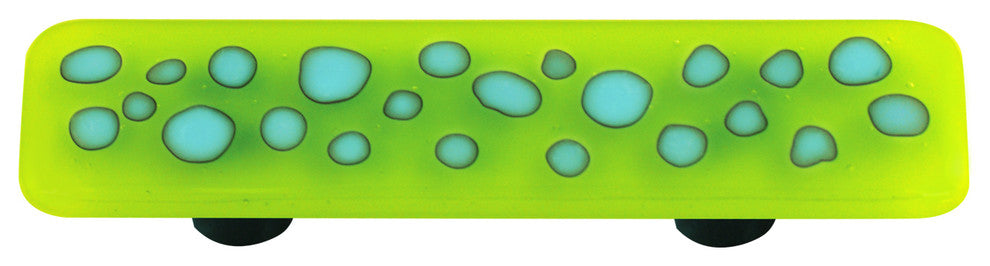 Art Glass Rectangle Reactive Pull, Black Post, Reactive Clear Spring Green