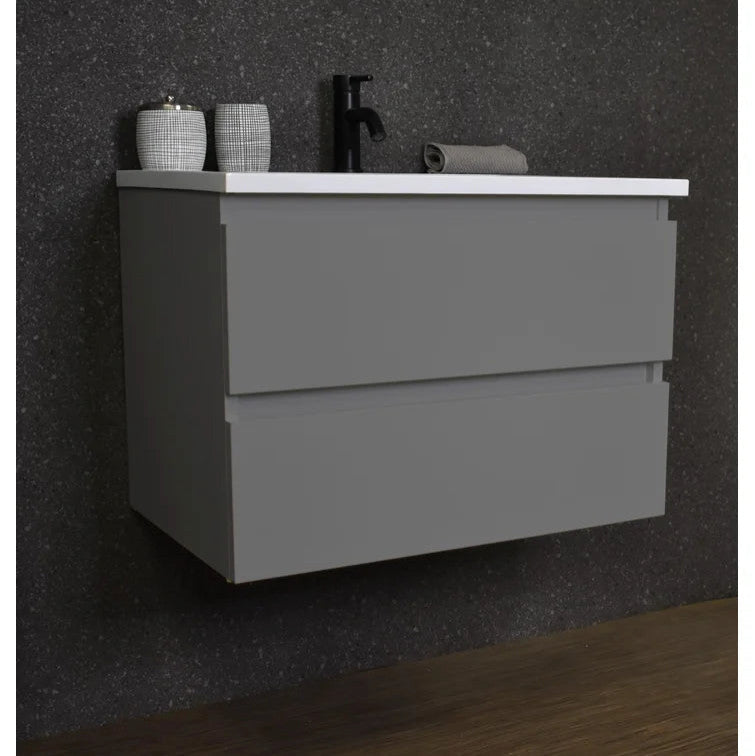 Salt 20Dx24" Floating Bathroom Vanity, Gray With Acrylic Top
