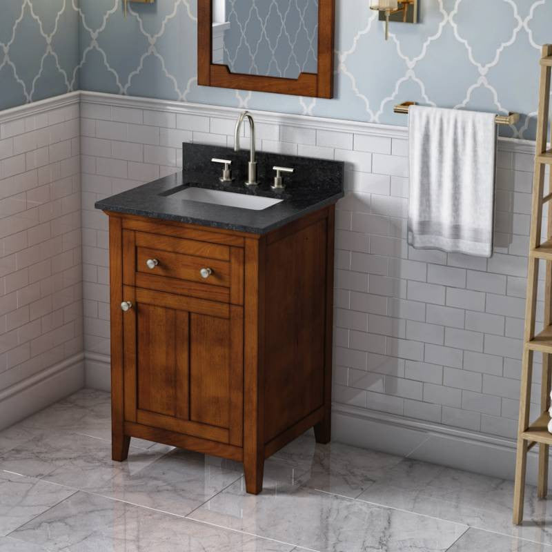 Chatham Traditional 24" Chocolate Single Sink Vanity, Black Granite Vanity Top