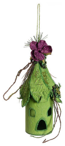 8.5" Princess Garden Whimsical Green Birdhouse Christmas Ornament