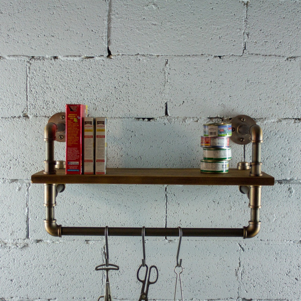 Ann Harbor Farmhouse Industrial 27" Wide Shelf Rack, Rustic Bronze