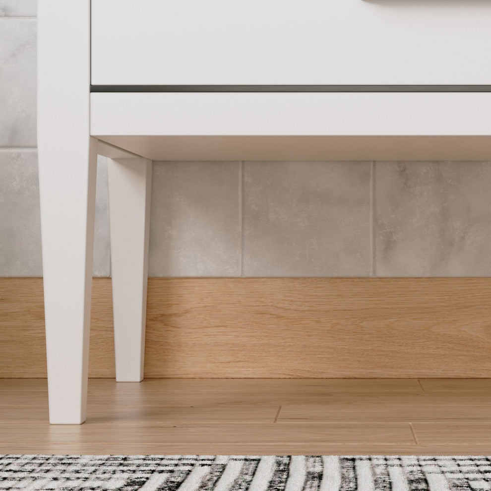 Celios Bathroom Vanity, White With Black Trim, 36", Single Sink, Freestanding