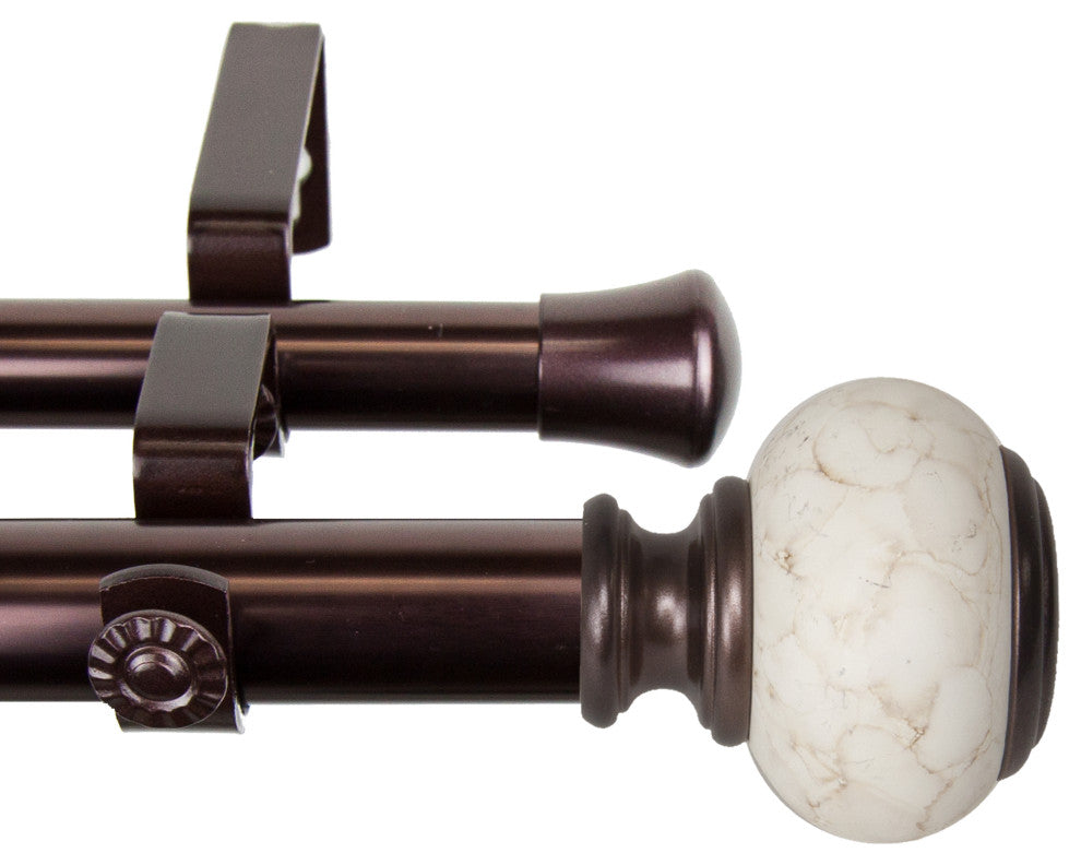 Hadley 1" Diameter Double Curtain Rod, Bronze, 160-240"