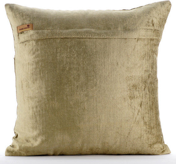 Zardozi Golden Tree 16"x16" Velvet Sage Green Pillow Cases, Gold Curiosity