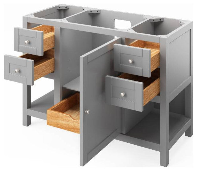 Astoria Transitional 48" Grey Vanity, Black Granite Vanity Top