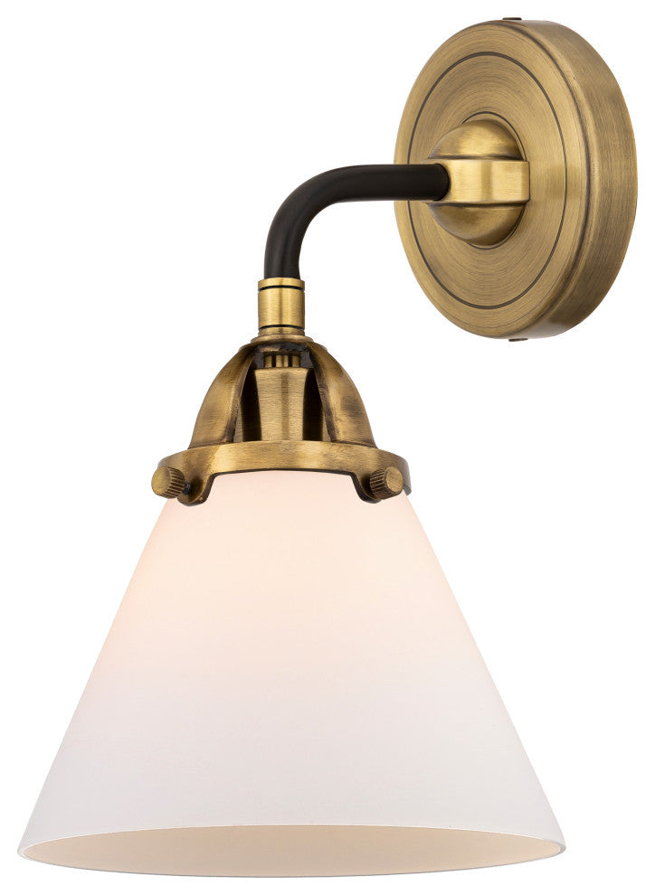 Large Cone Sconce, Black Antique Brass, Matte White, Matte White