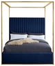 Jones Upholstered Bed, Navy, Queen, Velvet