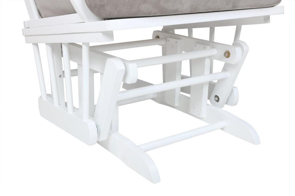 Alice Glider Chair and Ottoman, White, Without Pillow