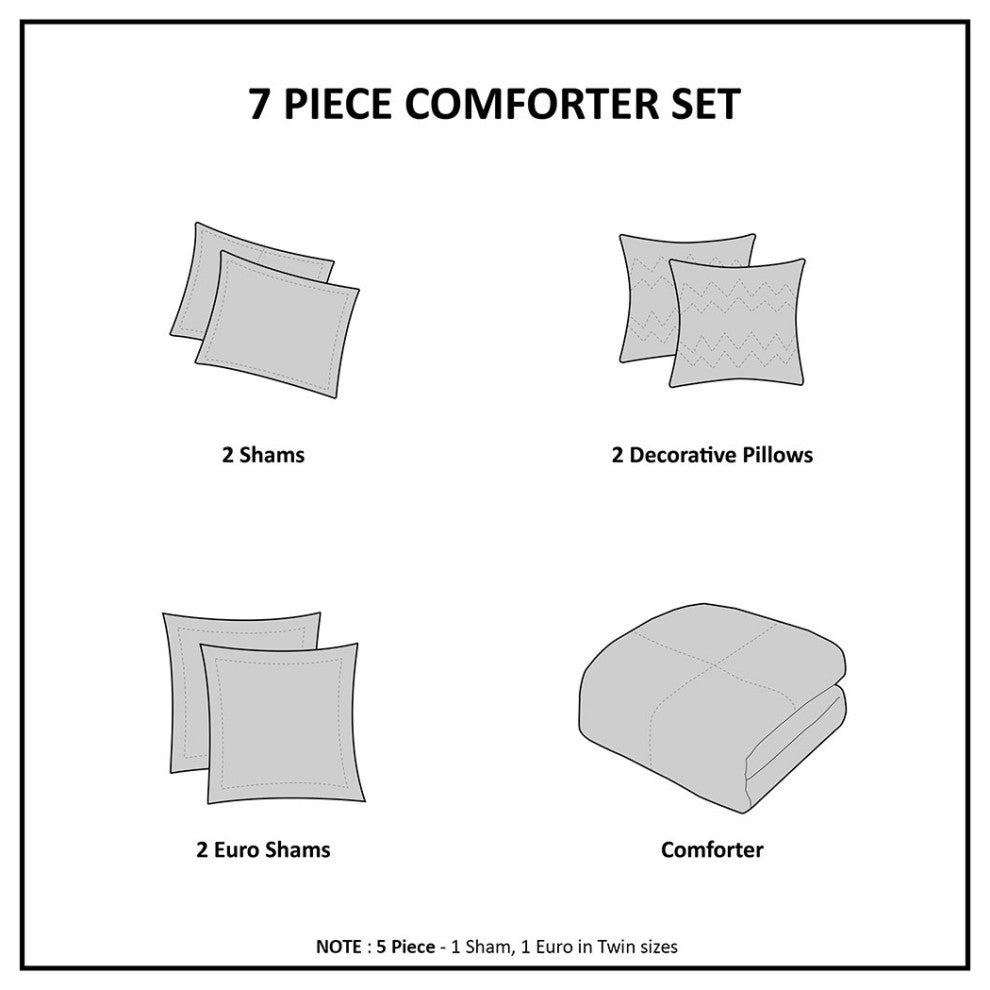 Urban Habitat Brooklyn Pom-Pom 7-Piece Comforter Set, Grey