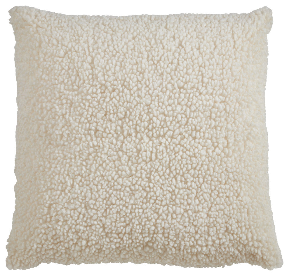 Down Filled Faux Fur Throw Pillow, 18"x18", Ivory