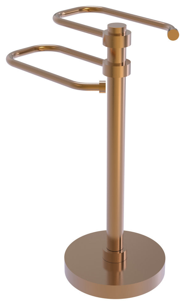 Free Standing Two Arm Guest Towel Holder, Brushed Bronze