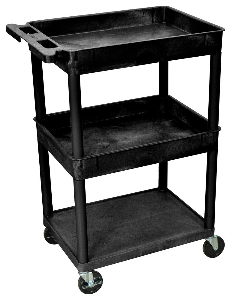 Luxor 3-Shelf Black Tub Cart