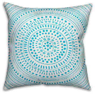 Blue Circle Pattern Outdoor Throw Pillow, 18x18