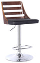 Soles Barstool, Chrome Finish With Walnut Wood and Black Faux Leather