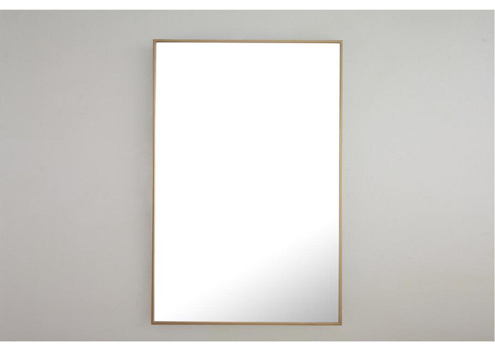 Elegant Eternity Metal Frame Rectangle Mirror 28 Inch Brass